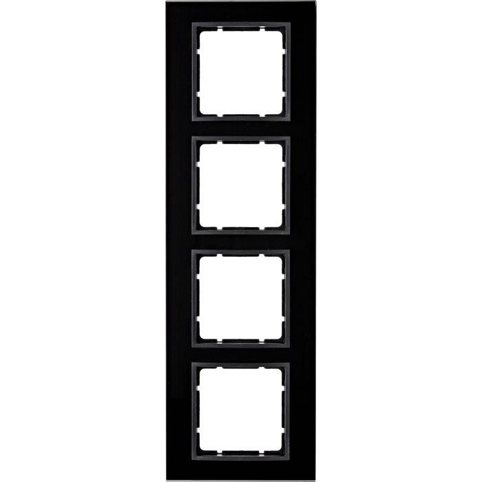 Рамка 4 поста Berker B.7, черное стекло, 10146616
