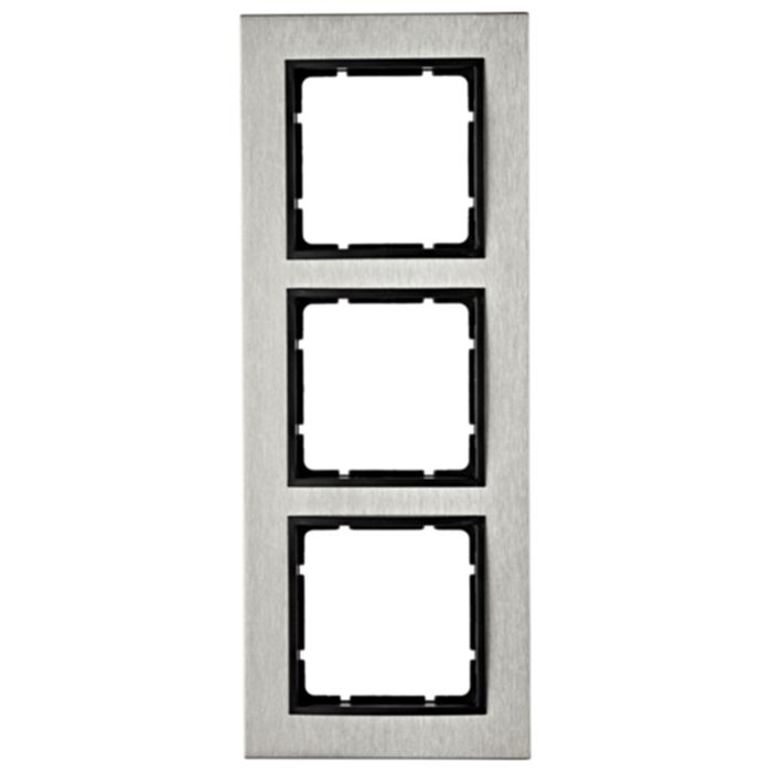 Рамка 3 поста Berker B.7, горизонтальная, нержавеющая сталь, 10233606