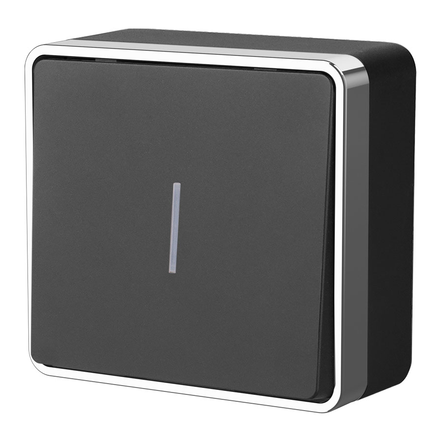 Выключатель одноклавишный с подсветкой Gallant черный/хром W5010135