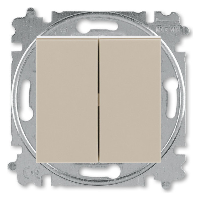 Выключатель двухклавишный ABB LEVIT, кофе макиато // белый, 2CHH595345A6018