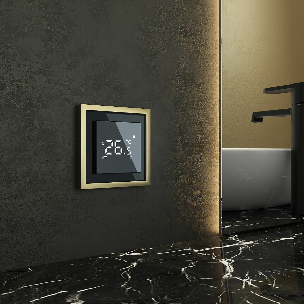 Рамка из металла на 1 пост Baguette черный/латунь W0012852